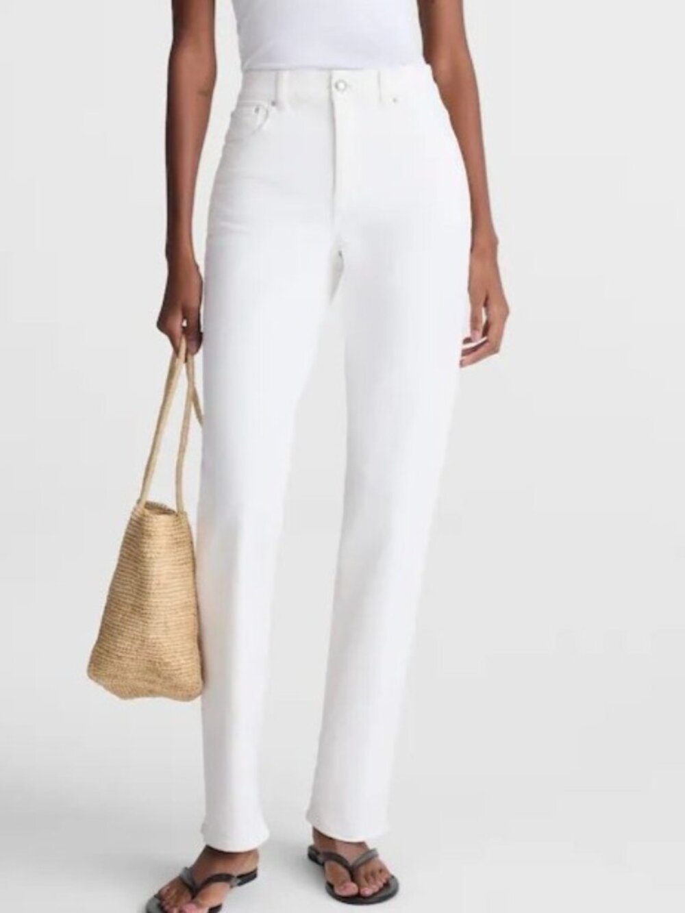 NWT Madewell Longline Straight Jean Sz 28 White High Rise Comfort Stretch Casual